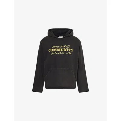 Honor The Gift Mens Black Vintage Community Brand-print Cotton-jersey Hoody
