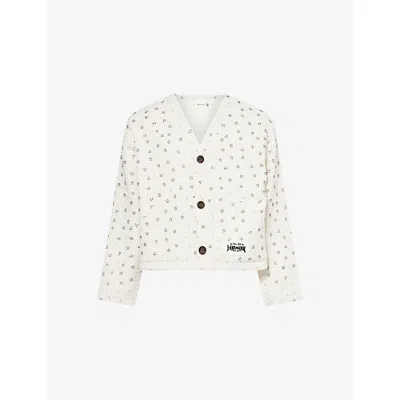 Honor The Gift Mens White Bead-embellished V-neck Woven Cardigan