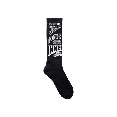 Pre-owned Honor The Gift Mixed Graphic Ribbed Sock 'black'