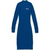 Honor The Gift Mock Neck Long Sleeve Rib Knit Dress In Blue
