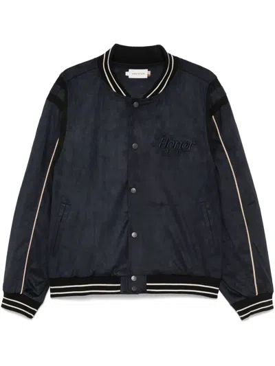 Honor The Gift Oil Head Varsity Jacket In Navy