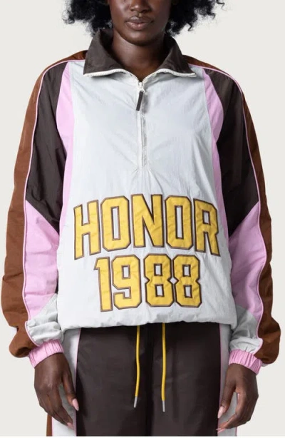 Honor The Gift Oversize Colorblock Half Zip Pullover In Pink