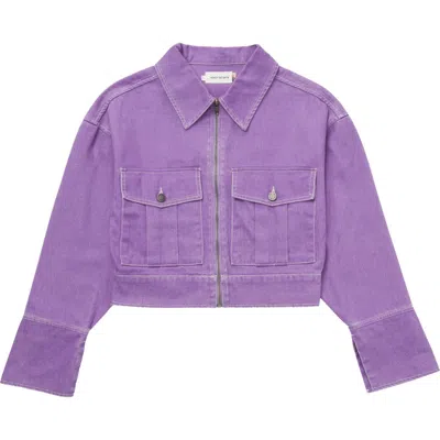 Honor The Gift Oversize Crop Denim Jacket In Purple