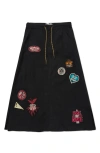 Honor The Gift Patchwork Drawstring A-line Skirt In Black