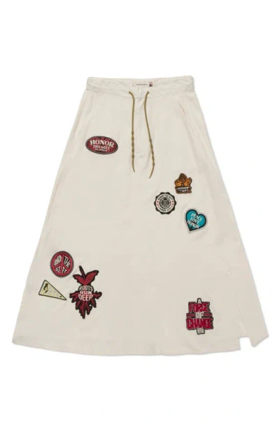 Honor The Gift Patchwork Drawstring A-line Skirt In Bone