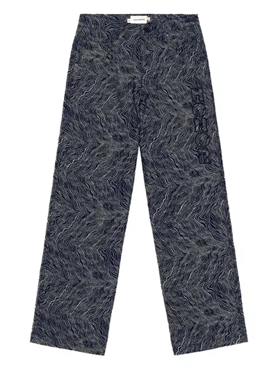 Honor The Gift Patterned-jacquard Wide-leg Trousers In Blue