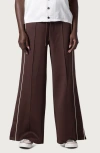 Honor The Gift Piped Super Wide Leg Track Pants In Brown