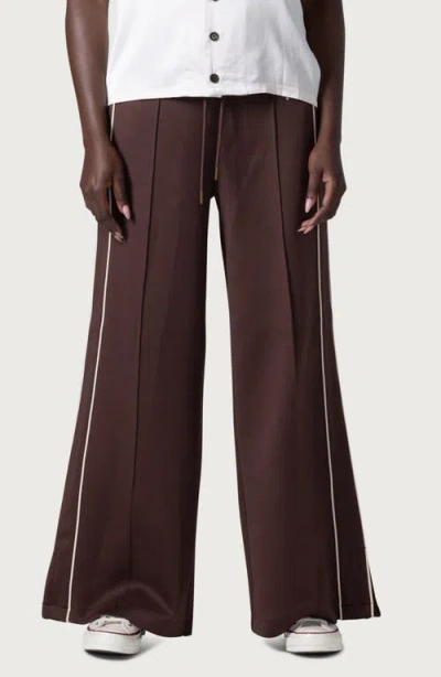 Honor The Gift Piped Super Wide Leg Track Pants In Brown