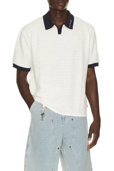 Honor The Gift Mens Bone Colour-block Knitted Polo Top In White