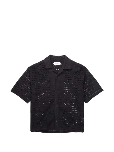 Honor The Gift Pointelle Crochet Shirt In Black