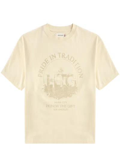 Honor The Gift Pride In Tradition Printed Cotton T-shirt In Beige
