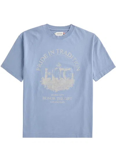 Honor The Gift Pride In Tradition Printed Cotton T-shirt In Blue
