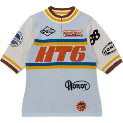 Honor The Gift Racing Mock Neck Half-zip Top In Blue