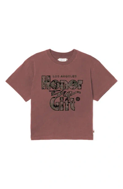 Honor The Gift Retro Graphic T-shirt In Burgundy