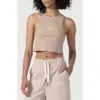Honor The Gift Rib Crop Graphic Tank In Oatmeal