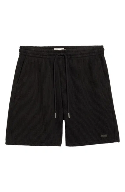 Honor The Gift Rib Knit Stretch Cotton Blend Drawstring Shorts In Black