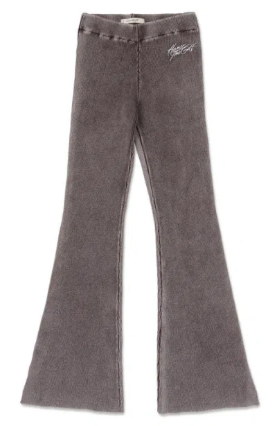 Honor The Gift Rib Washed Bell Bottom Leggings In Brown