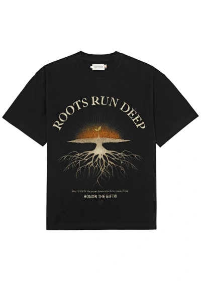 Honor The Gift Roots Run Deep Printed Cotton T-shirt In Black