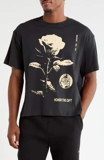 Honor The Gift Rose From Concrete Cotton Graphic T-shirt In Black