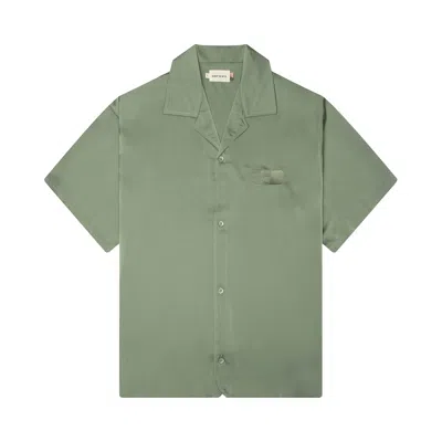 Pre-owned Honor The Gift Satin Chest Logo Camp Collar 'sage' | Green | Men's Size M