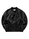 Honor The Gift Satin Piped Bomber Jacket In Black