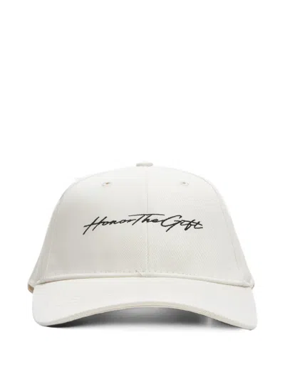 Honor The Gift Script Baseball Cap In White
