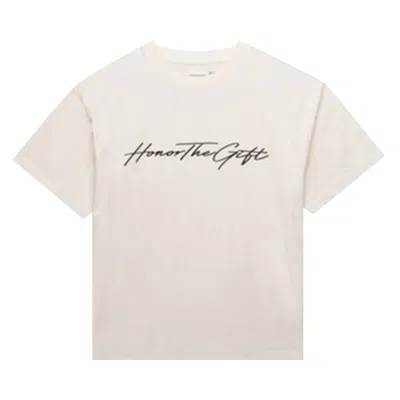 Pre-owned Honor The Gift Script Tee 'bone' | Cream | Men's Size Xl