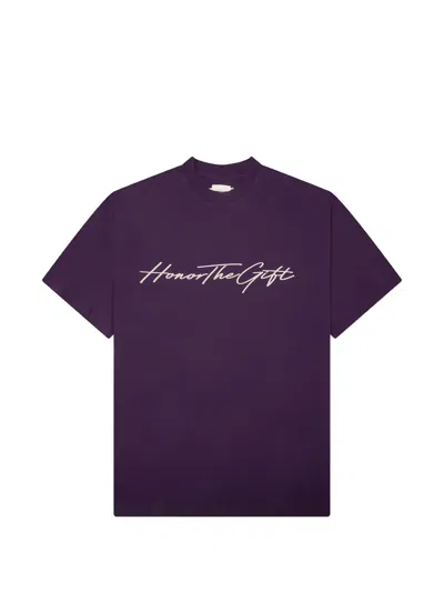 Honor The Gift Script T-shirt In Purple