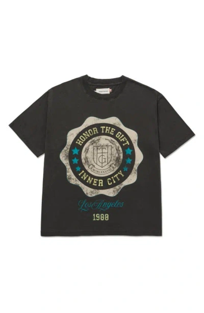 Honor The Gift Seal Logo Cotton Graphic T-shirt In Black