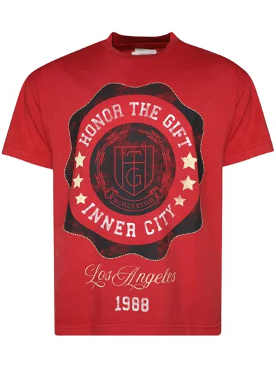 Honor The Gift Seal Logo Cotton T-shirt In Red