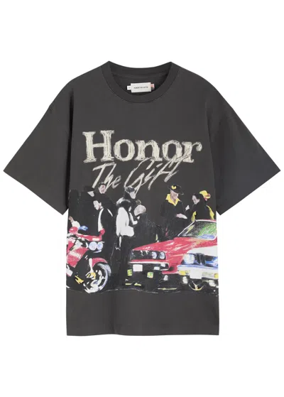 Honor The Gift Shift Printed Cotton T-shirt In Black