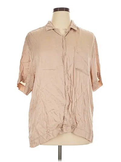 Pre-owned Honor The Gift Short Sleeve Blouse In Tan