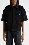 Honor The Gift Short Sleeve Cotton Corduroy Shirt Jacket In Black