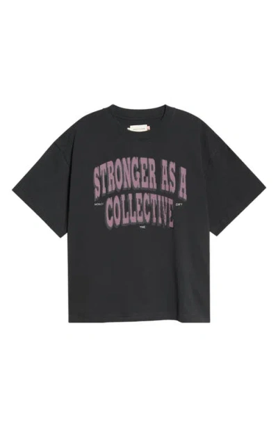 Honor The Gift Stronger As A Collective Cotton Graphic T-shirt In Black