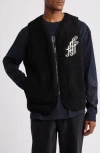 Honor The Gift Teddy Notes Embroidered High Pile Fleece Vest In Black