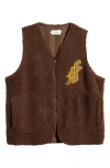 Honor The Gift Teddy Notes Embroidered High Pile Fleece Vest In Brown