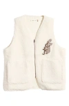 Honor The Gift Teddy Notes Embroidered High Pile Fleece Vest In Cream