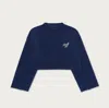 Honor The Gift Textured Cropped Crewneck In Blue In Blue