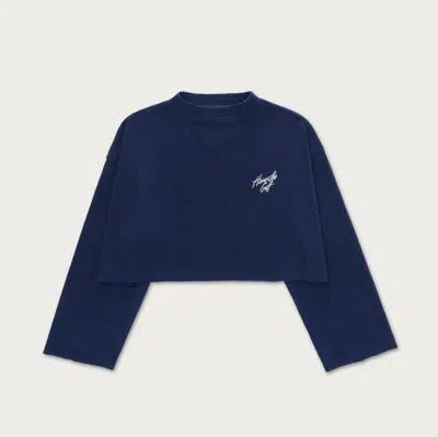 Honor The Gift Textured Cropped Crewneck In Blue
