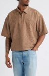 Honor The Gift Textured Quarter Zip Knit Top In Brown