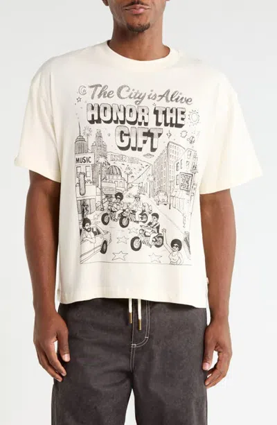 Honor The Gift The City Is Alive Cotton Graphic T-shirt In White