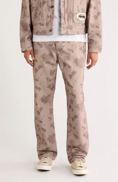 Honor The Gift Tonal Floral Twill Pants In Gray