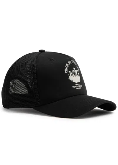 Honor The Gift Tradition Printed Canvas Trucker Cap In Black