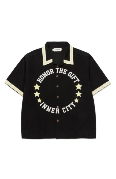 Honor The Gift Tradition Short Sleeve Snap-up Shirt In Black