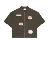 Honor The Gift Mens Black Embroidered-patch Short-sleeve Denim Shirt Xl