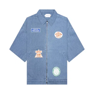 Pre-owned Honor The Gift Twill Full Zip Shirt 'blue' | Men's Size L