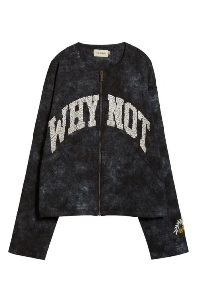 Honor The Gift Twill Washed Front Zip Jacket In Black