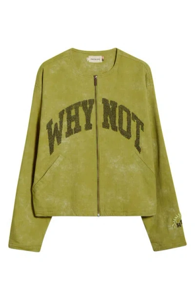 Honor The Gift Twill Washed Front Zip Jacket In Green