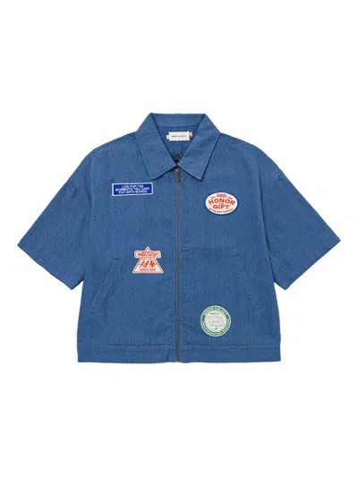Honor The Gift Twill Zip-up Shirt In Blue