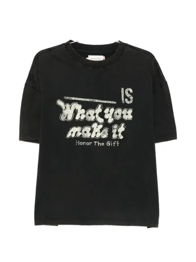 Honor The Gift What You Make It Crew-neck Graphic T-shirt In Black